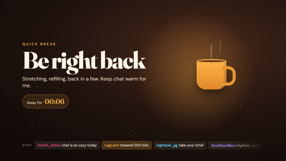 Cozy BRB Screen overlay preview