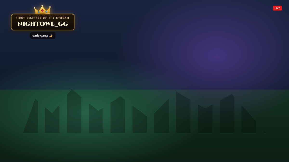 First Chatter Crown — chat effect overlay preview over a stream scene