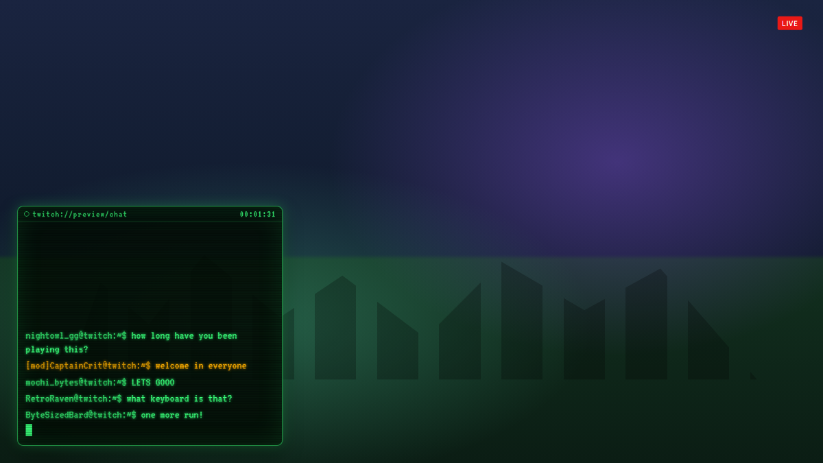 Retro Terminal Chat overlay preview