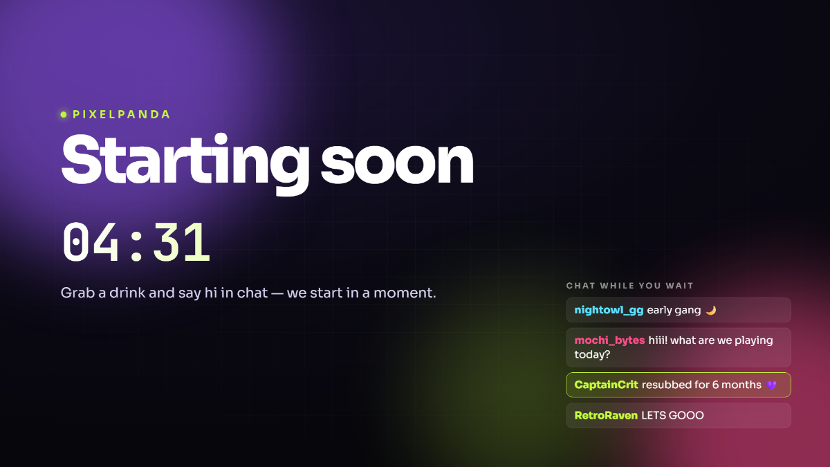 Starting Soon Countdown overlay preview