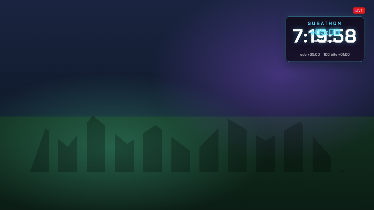 Subathon Timer — timer overlay preview over a stream scene